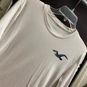 Hollister White Long Sleeve Curved Hem T-Shirt
